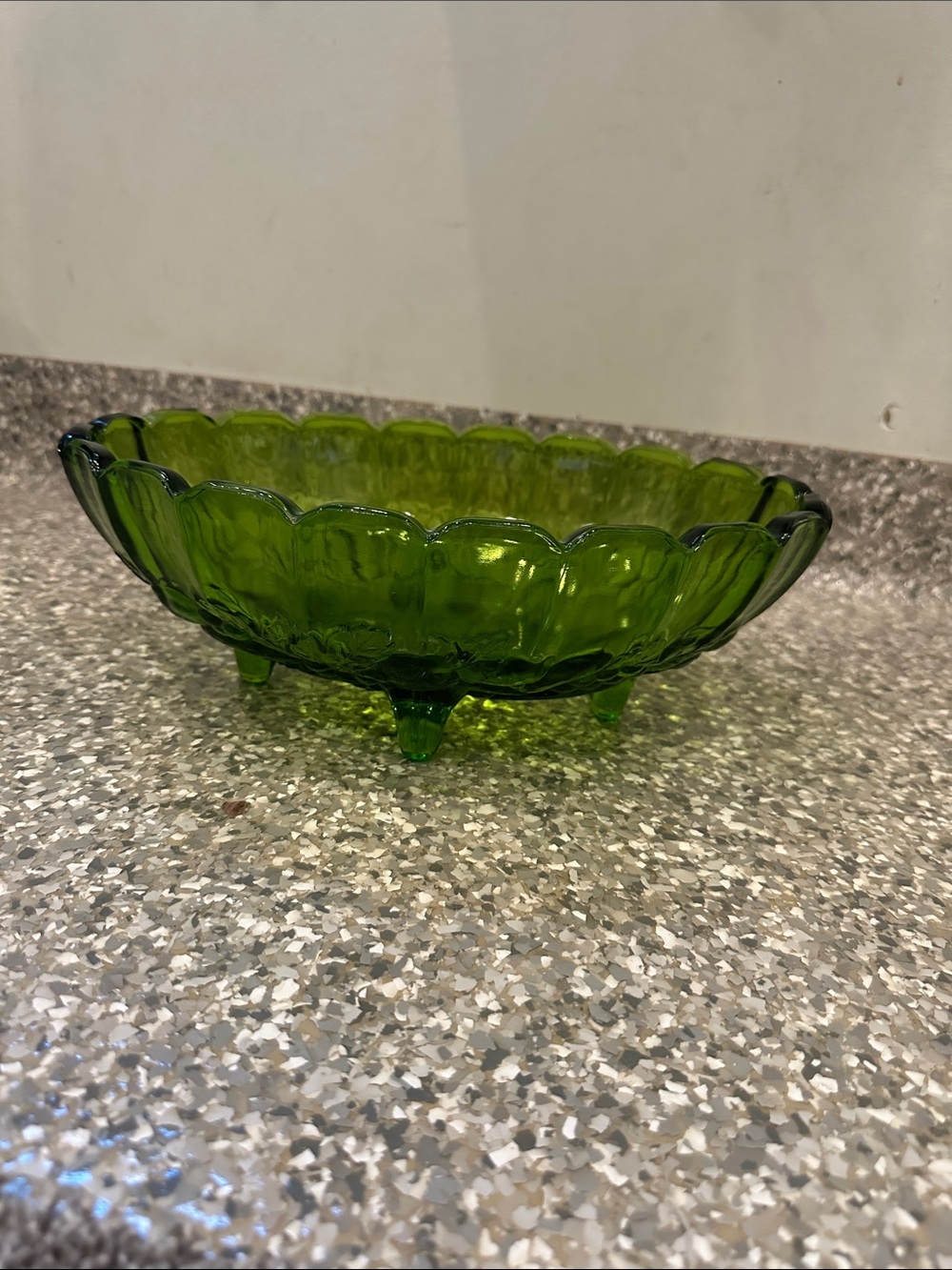 Green Glass Pedestal Candy Dish